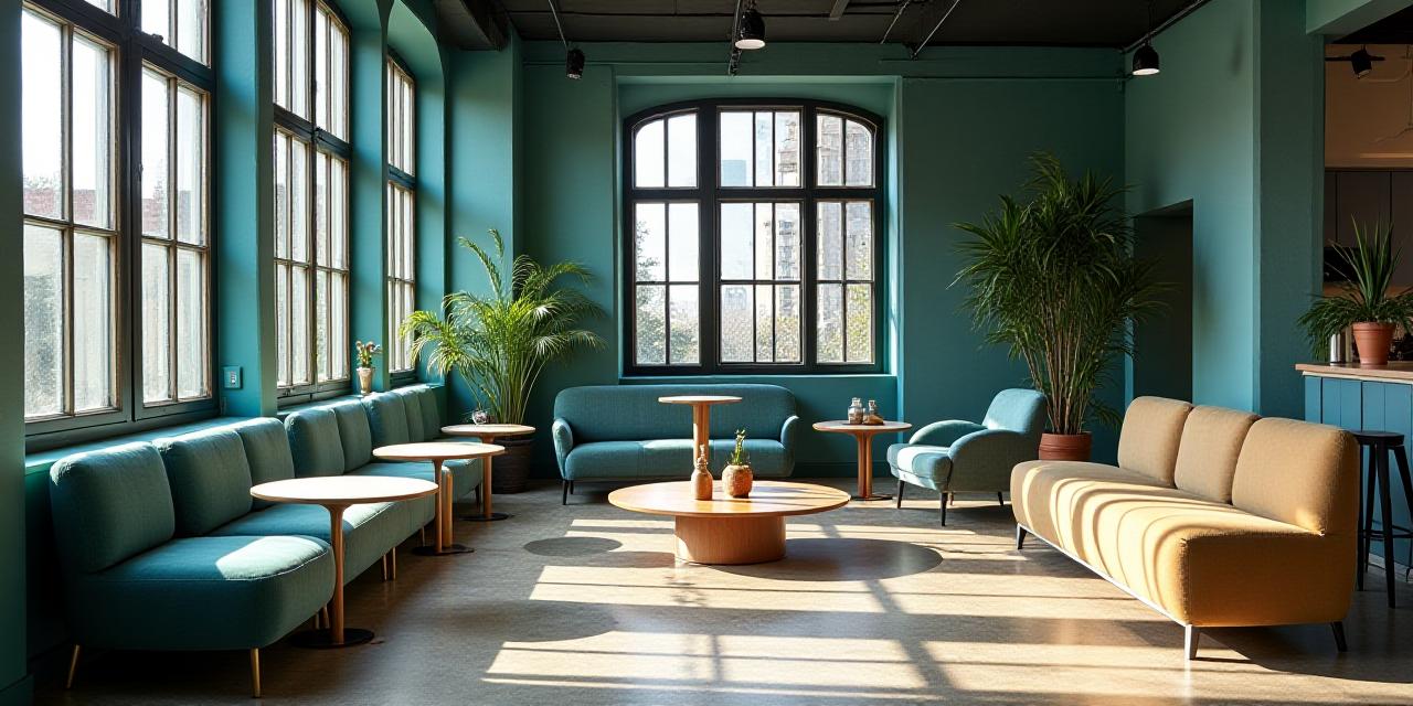 Stunning color-themed workspace lounge in New York